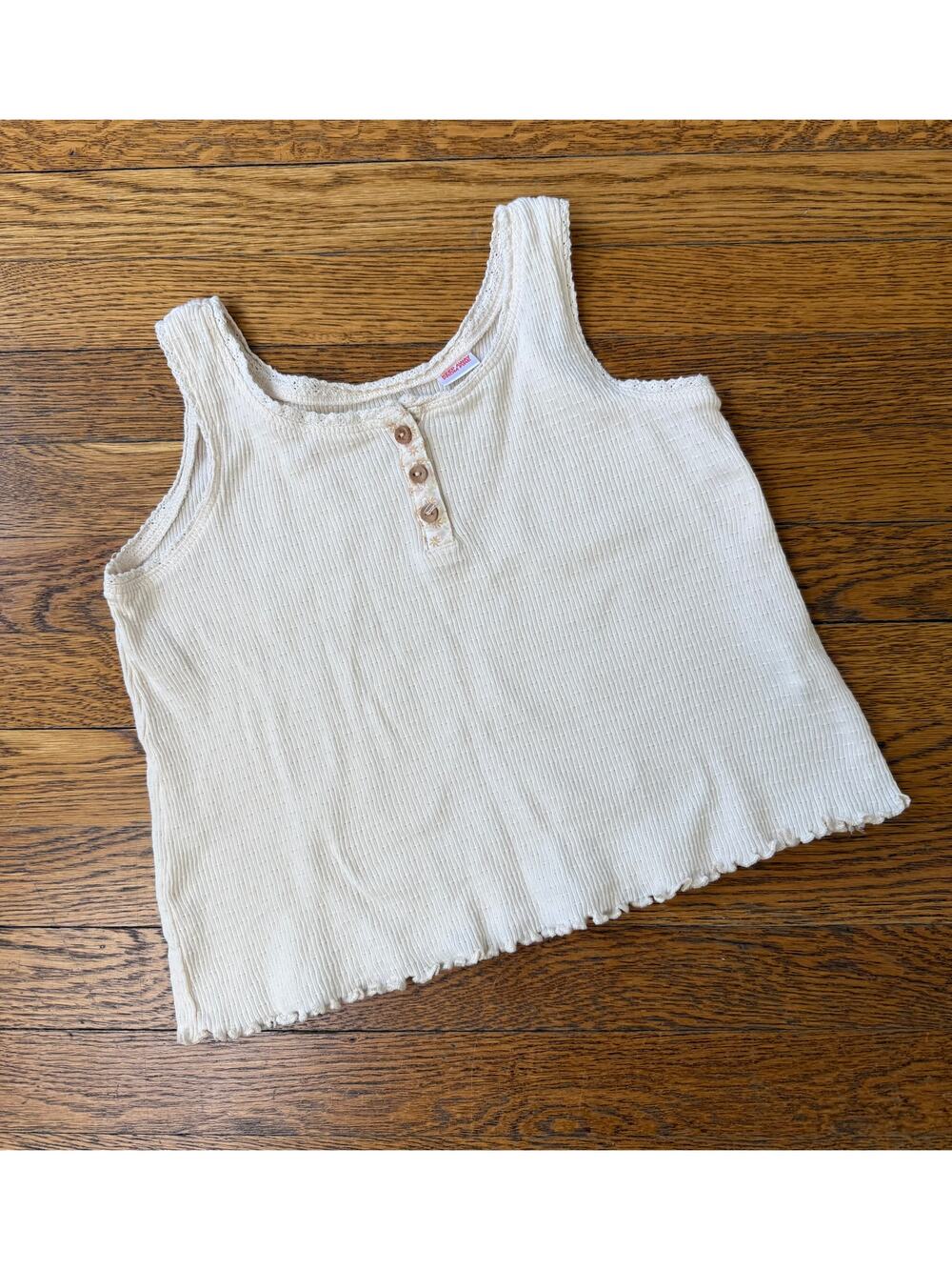 Zara Girls' Cream Button Tank Top Size 6